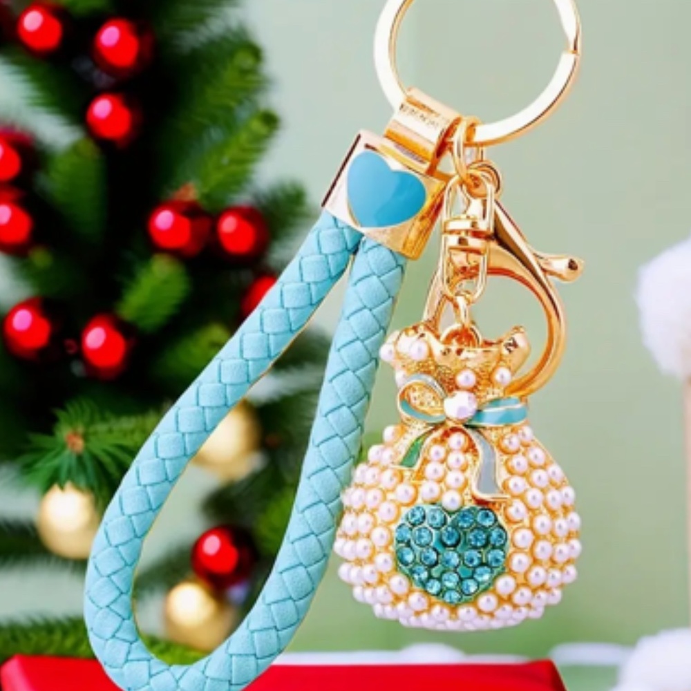 Pearl Love Lucky Bag Car Keychain Female Cute Creative Bag Pendant Metal Keychai